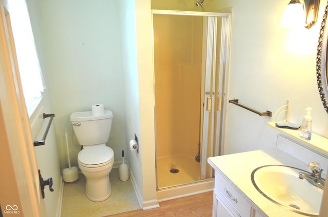 3115 E 400 S, Anderson, IN 46017 - bathroom with a stall shower, vanity, and wood finished floors