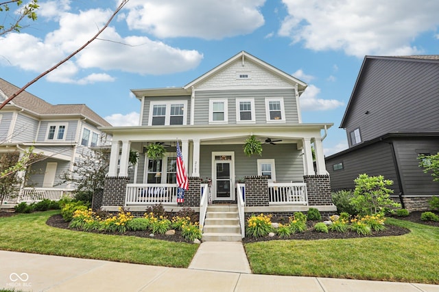 2105 Granville Dr, Westfield, IN 46074 - view of front of home with a ceiling fan, a porch, and a front yard