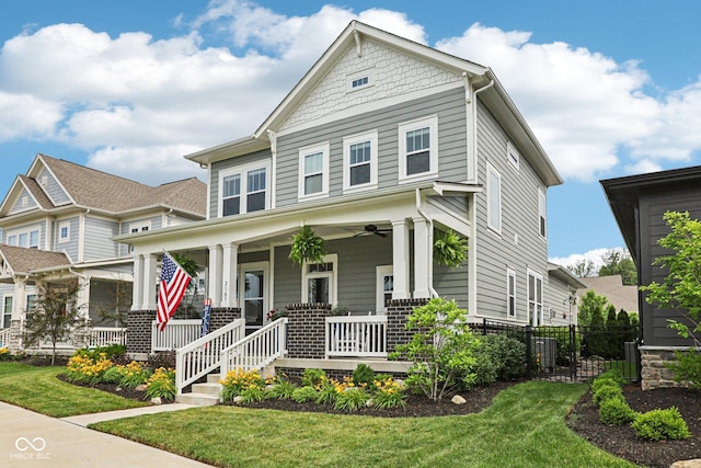 2105 Granville Dr, Westfield, IN 46074 - craftsman inspired home featuring a porch and a ceiling fan