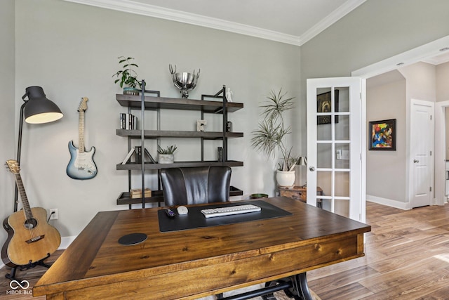 2105 Granville Dr, Westfield, IN 46074 - office featuring wood finished floors, crown molding, and french doors