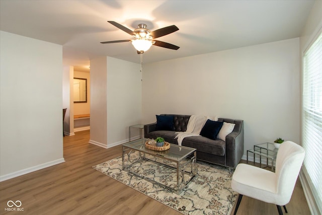 717 Berkeley Dr, Shelbyville, IN 46176 - living area with wood finished floors and ceiling fan