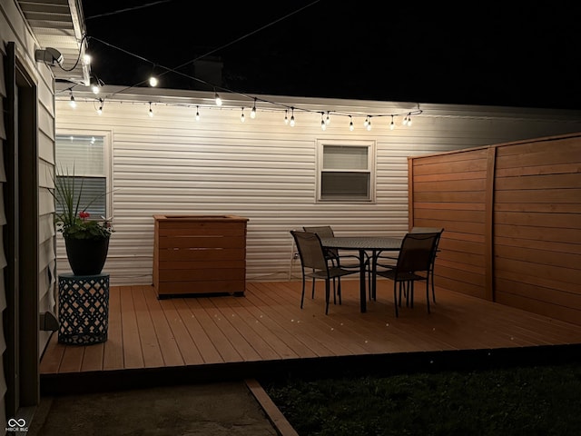 717 Berkeley Dr, Shelbyville, IN 46176 - wooden deck featuring outdoor dining area