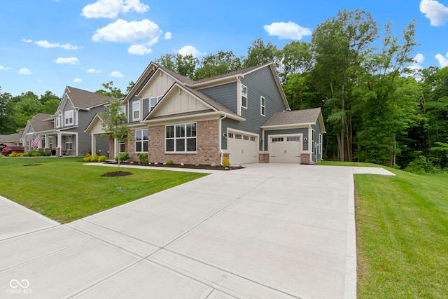 15546 Senita Ln, Fishers, IN 46037 - craftsman inspired home featuring board and batten siding, brick siding, driveway, a front lawn, and a shingled roof