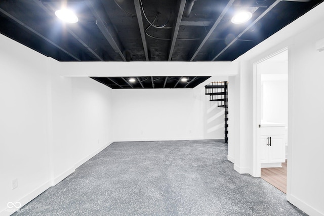 1555 N Dearborn St, Indianapolis, IN 46201 - finished basement with stairs and carpet