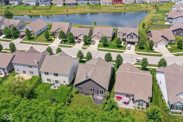 561 Farnham Dr, Westfield, IN 46074 - aerial perspective of suburban area with a large body of water