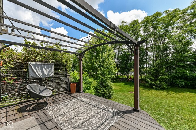 561 Farnham Dr, Westfield, IN 46074 - wooden terrace with a pergola and a lawn