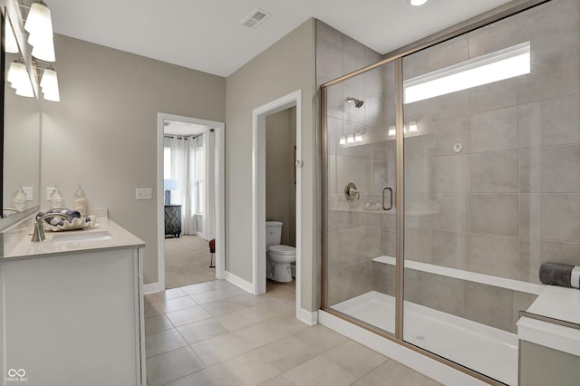 17030 Daly Dr, Noblesville, IN 46062 - full bath featuring vanity, a stall shower, and tile patterned floors