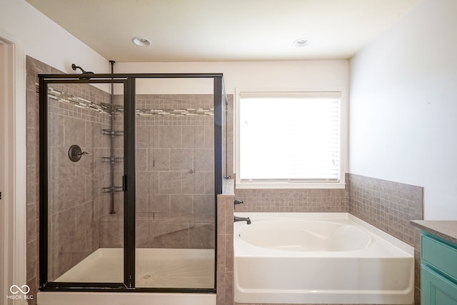 6471 W Clearview Dr, Mccordsville, IN 46055 - full bathroom with a bath, a shower stall, and vanity