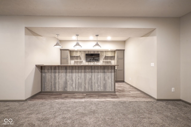 6471 W Clearview Dr, Mccordsville, IN 46055 - bar area featuring carpet flooring, decorative light fixtures, and wood finished floors