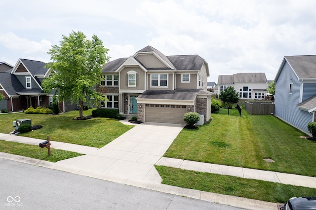 6471 W Clearview Dr, Mccordsville, IN 46055 - view of front of property with stone siding, an attached garage, and concrete driveway