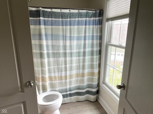 13895 Cloverfield Cir, Fishers, IN 46038 - bathroom featuring wood finished floors and a shower with curtain