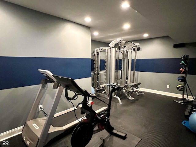 13895 Cloverfield Cir, Fishers, IN 46038 - exercise area featuring recessed lighting and baseboards