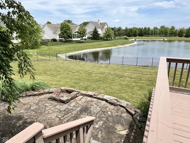 13895 Cloverfield Cir, Fishers, IN 46038 - fenced backyard with an outdoor fire pit and a water view