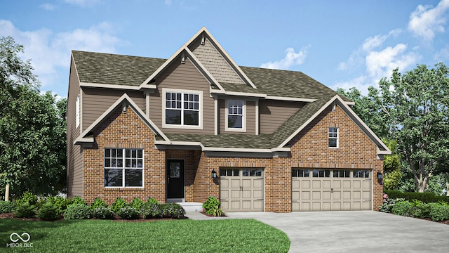 17050 Daly Dr, Noblesville, IN 46062 - view of front facade with brick siding, an attached garage, driveway, and a shingled roof