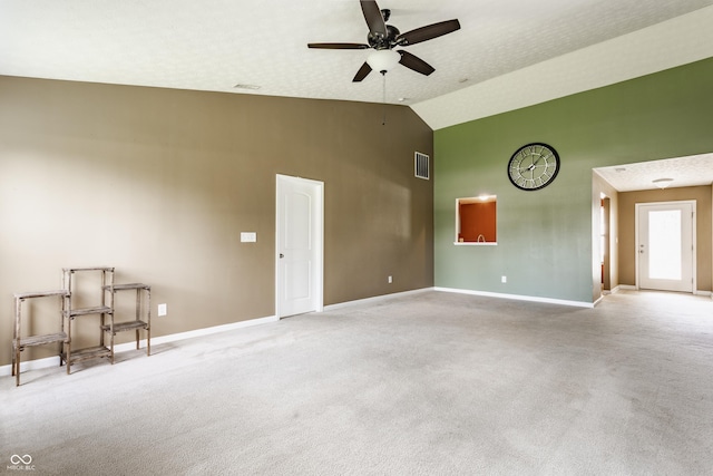 3872 Dusty Sands Rd, Whitestown, IN 46075 - carpeted spare room with high vaulted ceiling and ceiling fan