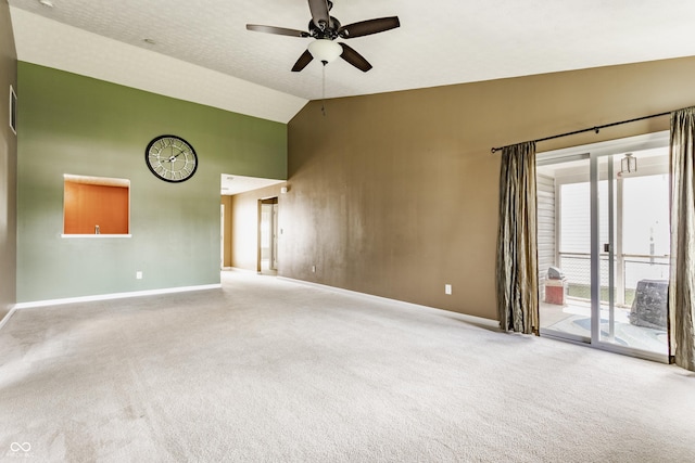 3872 Dusty Sands Rd, Whitestown, IN 46075 - carpeted empty room featuring a ceiling fan, high vaulted ceiling, and healthy amount of natural light