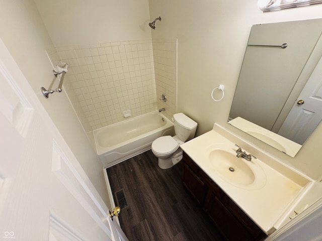 5938 Tybalt Ln, Indianapolis, IN 46254 - bathroom with  shower combination, vanity, and wood finished floors