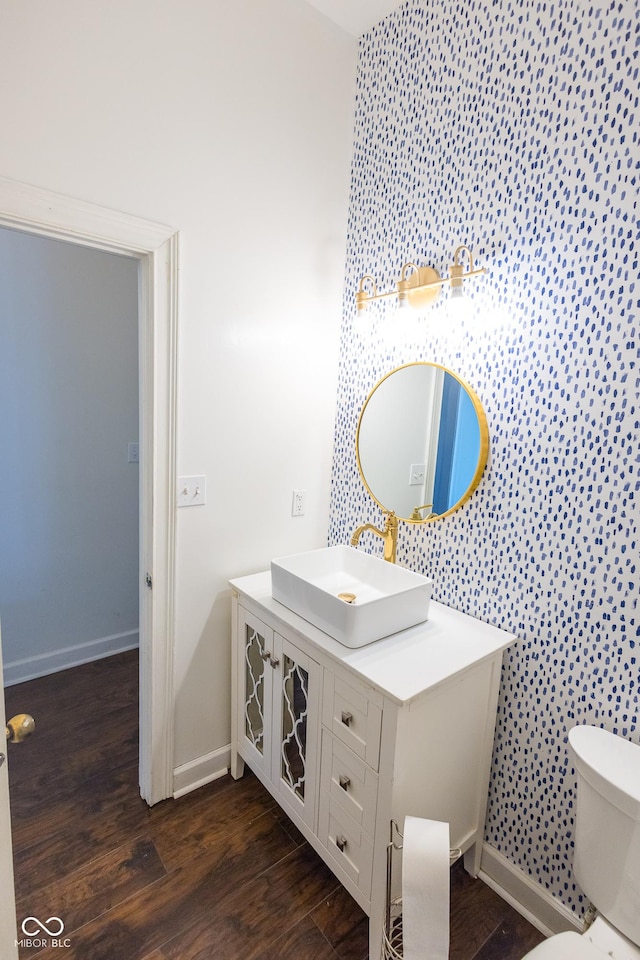 7493 W Lane Rd, Mccordsville, IN 46055 - half bathroom featuring vanity and wood finished floors