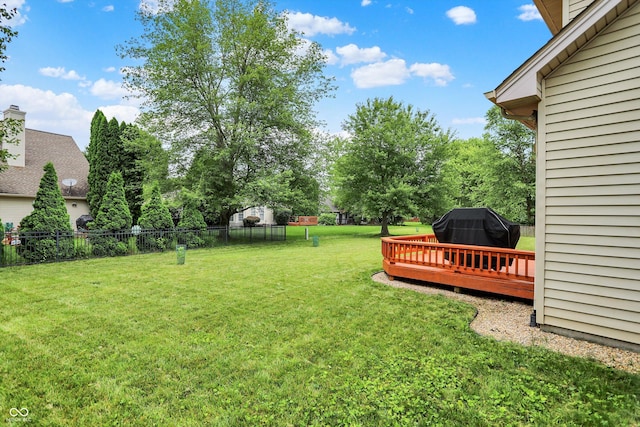 6050 Acorn Dr, Columbus, IN 47201 - view of yard featuring a wooden deck