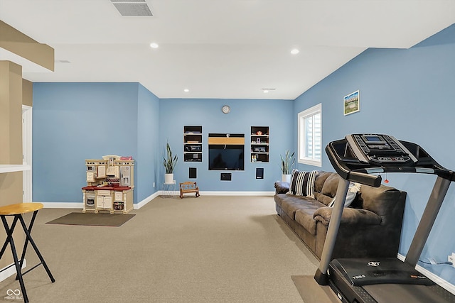 6050 Acorn Dr, Columbus, IN 47201 - workout room featuring carpet and recessed lighting
