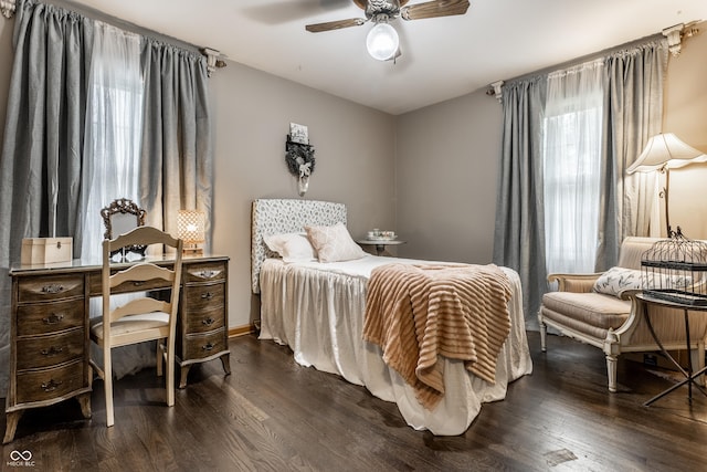 7743 Camelback Dr, Indianapolis, IN 46250 - bedroom featuring dark wood-style flooring and ceiling fan