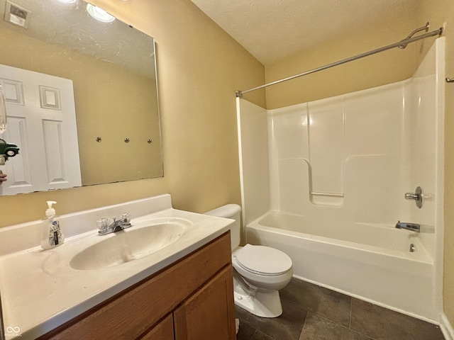 5571 Auburndale Dr, Bargersville, IN 46106 - full bath featuring vanity, shower / bath combination, tile patterned floors, and a textured ceiling