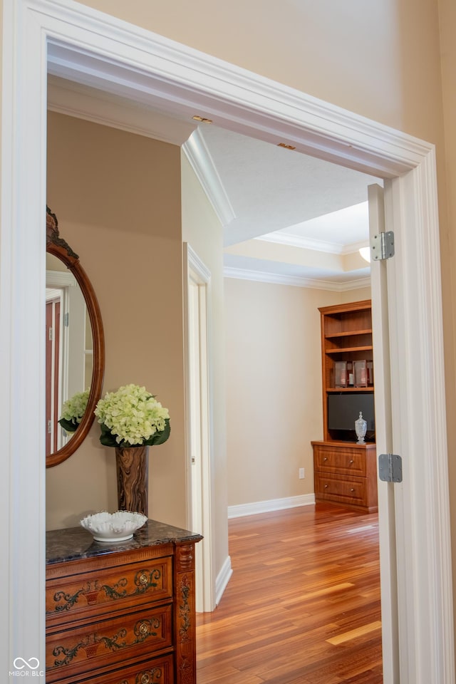 23119 Sonoma Ln, Cicero, IN 46034 - corridor with ornamental molding and light wood-type flooring