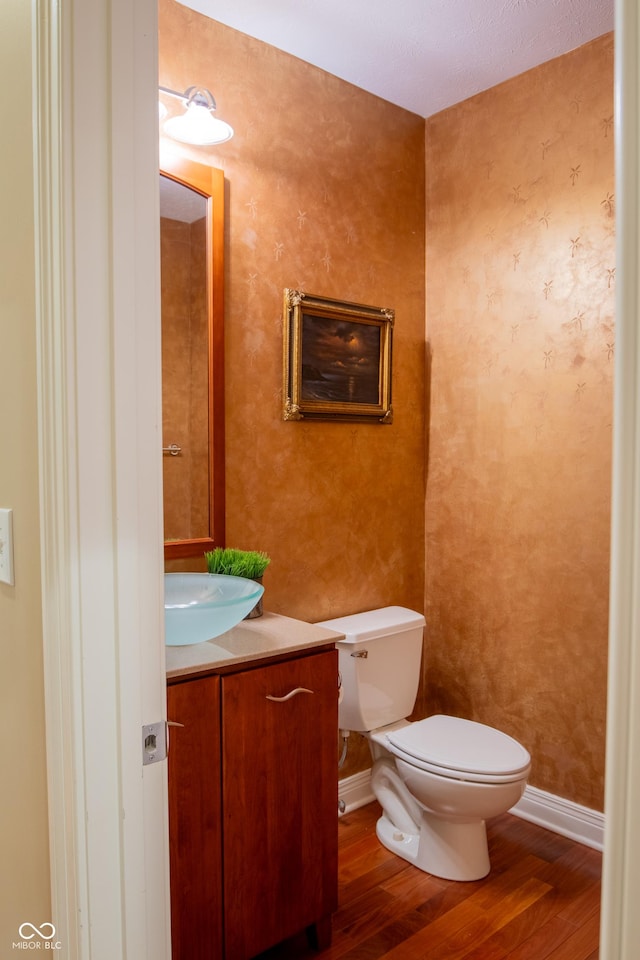 23119 Sonoma Ln, Cicero, IN 46034 - half bath featuring wood finished floors, vanity, and wallpapered walls