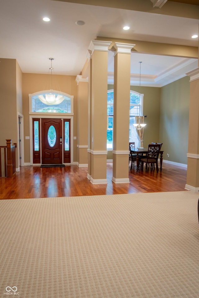 23119 Sonoma Ln, Cicero, IN 46034 - entryway featuring a chandelier, wood finished floors, and recessed lighting