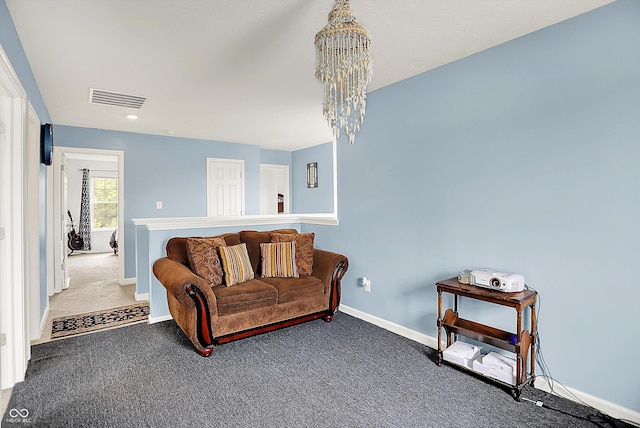 1571 N Creekwater Pass, Greenfield, IN 46140 - living room with a chandelier and carpet floors