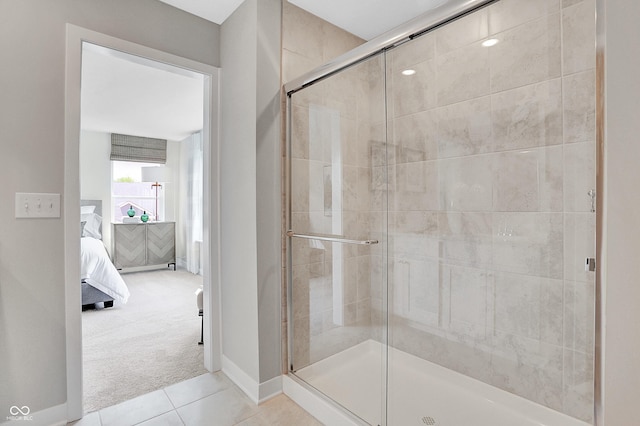 16876 Daly Dr, Noblesville, IN 46062 - bathroom with a stall shower, tile patterned floors, and ensuite bathroom