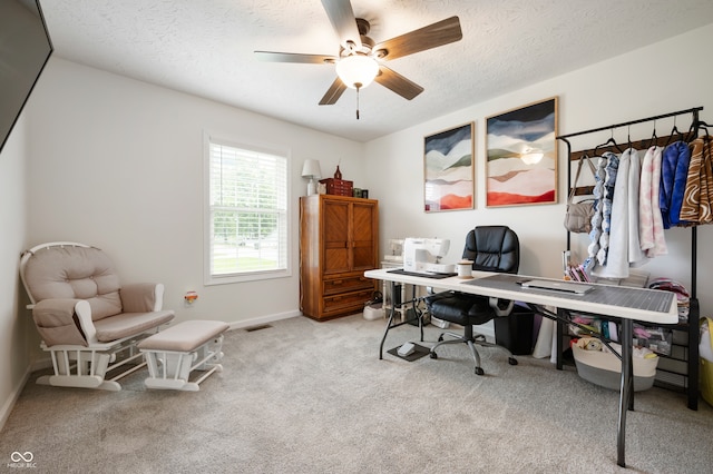 284 E Silver St, Knightstown, IN 46148 - office space featuring ceiling fan, carpet, and a textured ceiling