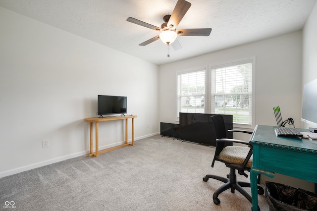 284 E Silver St, Knightstown, IN 46148 - carpeted home office featuring ceiling fan and a textured ceiling