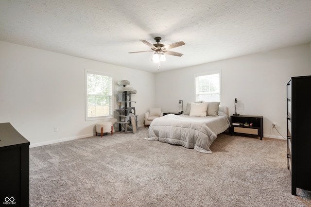 284 E Silver St, Knightstown, IN 46148 - bedroom with multiple windows, carpet, a ceiling fan, and a textured ceiling