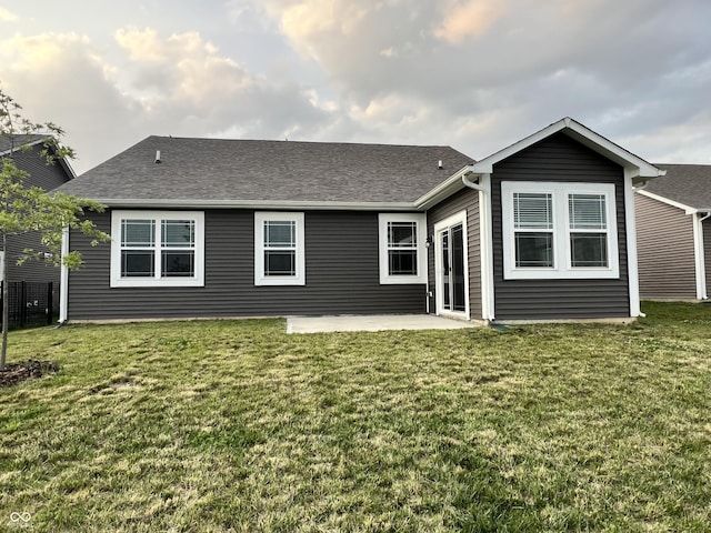 6729 Birmingham Ave, Mccordsville, IN 46055 - back of house with a patio, a yard, and roof with shingles
