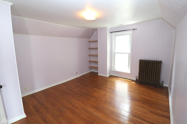 611 E Wabash Ave, Crawfordsville, IN 47933 - additional living space with radiator, vaulted ceiling, and wood finished floors