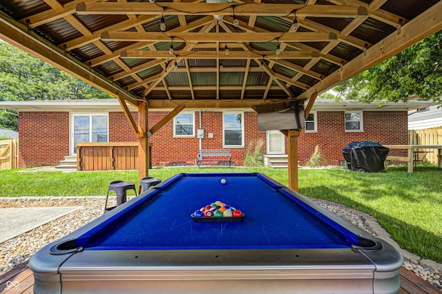 6143 Schoolwood Dr, Indianapolis, IN 46224 - view of patio / terrace with a gazebo, entry steps, and a grill