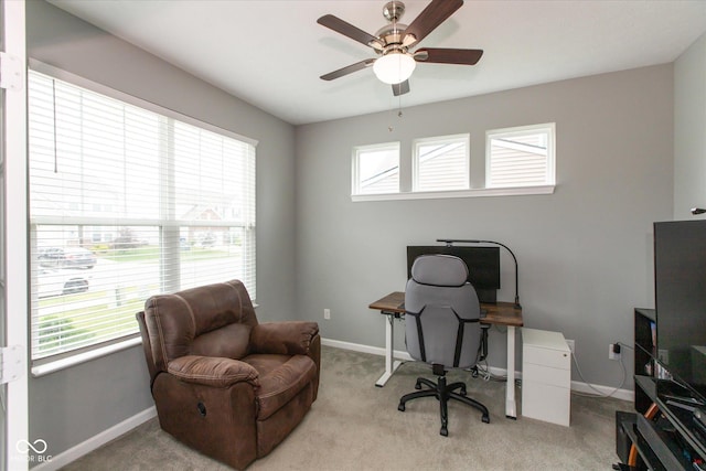 10334 Deercrest Ln, Indianapolis, IN 46239 - carpeted office featuring baseboards and ceiling fan