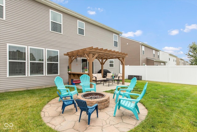 10334 Deercrest Ln, Indianapolis, IN 46239 - back of house featuring a fire pit, a pergola, and a patio area