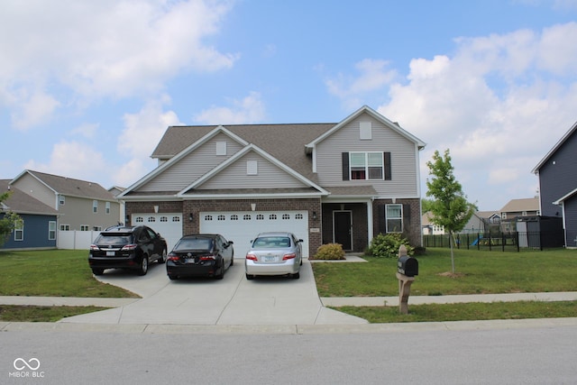 9068 Thames Dr, Avon, IN 46123 - view of front of home with brick siding, concrete driveway, and a garage