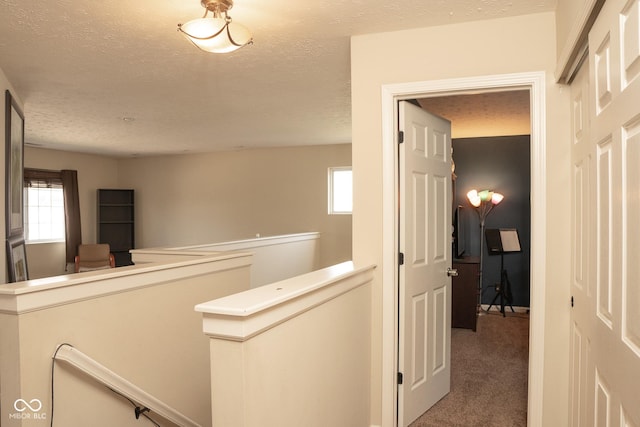 6585 Dunsdin Dr, Plainfield, IN 46168 - corridor with an upstairs landing, carpet flooring, and a textured ceiling