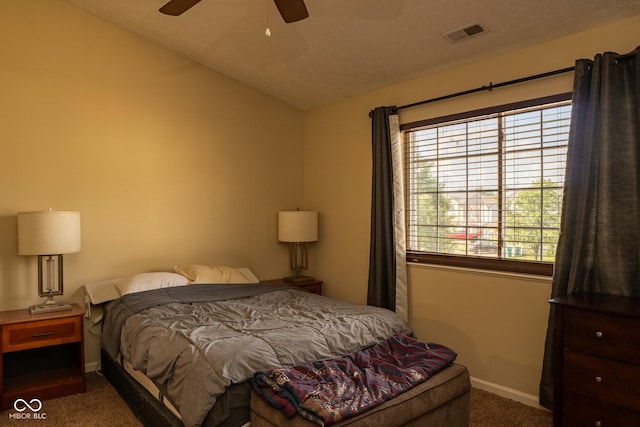 6585 Dunsdin Dr, Plainfield, IN 46168 - carpeted bedroom featuring vaulted ceiling and a ceiling fan
