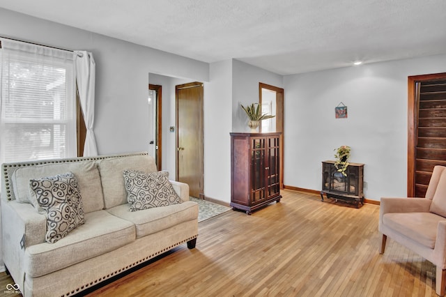 241 Wehmeier St, Columbus, IN 47201 - living room with light wood-style floors and a textured ceiling