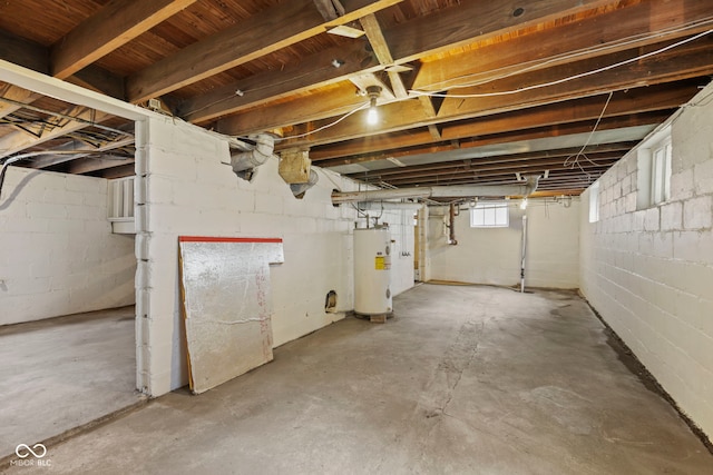 113 N Munsie St, Indianapolis, IN 46229 - below grade area featuring electric water heater and concrete block wall