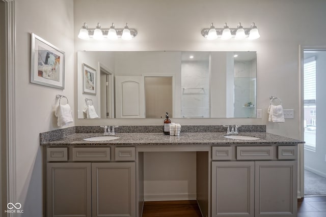 9728 Junction, Fishers, IN 46037 - full bath with double vanity, plenty of natural light, and tiled shower