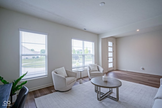 9728 Junction, Fishers, IN 46037 - living area featuring wood finished floors and baseboards