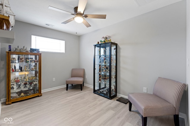 2733 Lamar Dr, Whitestown, IN 46075 - sitting room with light wood-style flooring and ceiling fan