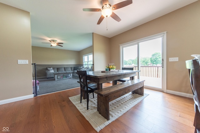 8090 N State Highway 7, Elizabethtown, IN 47232 - dining space with a ceiling fan and wood finished floors