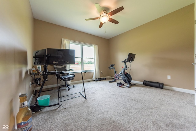 8090 N State Highway 7, Elizabethtown, IN 47232 - carpeted home office featuring ceiling fan and baseboards