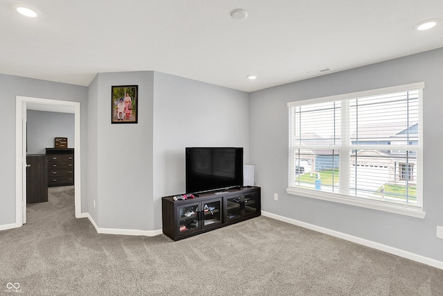5812 Flat Hill Dr, Indianapolis, IN 46239 - carpeted living area featuring recessed lighting
